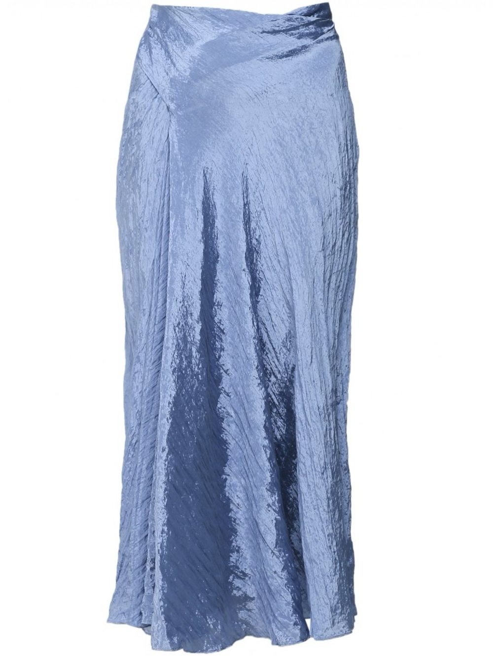 Vince Blue Satin Bias Midi Skirt